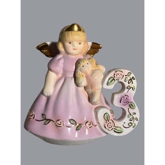Russ Berrie Ceramic Third Birthday Angel Figurine  vintage - Picture 1 of 13